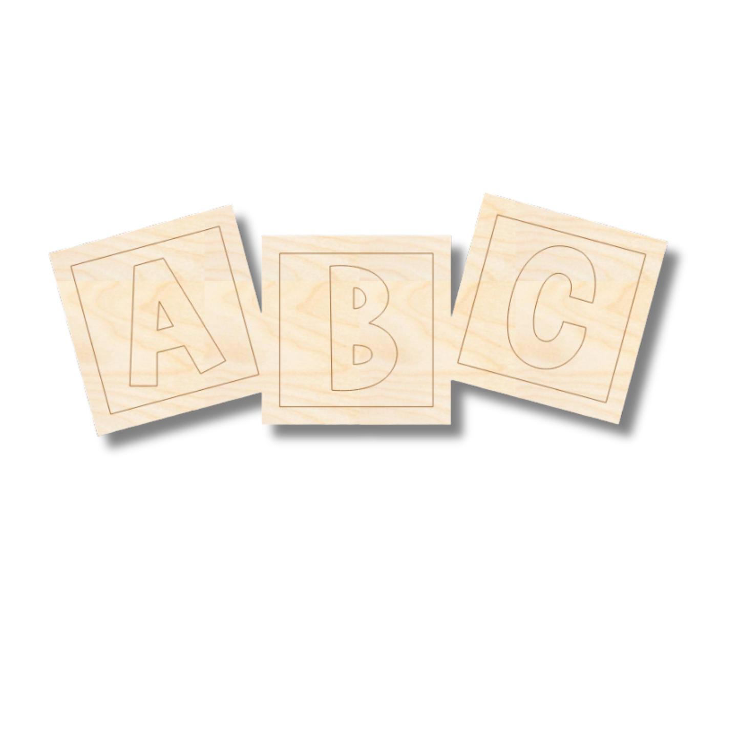 Unfinished Wood Etched ABC Blocks Shape | Paint By Line Crafts | up to 30" DIY
