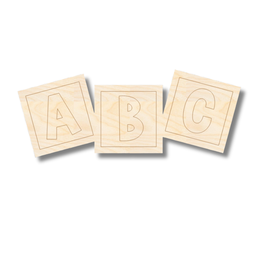 Unfinished Wood Etched ABC Blocks Shape | Paint By Line Crafts | up to 30" DIY