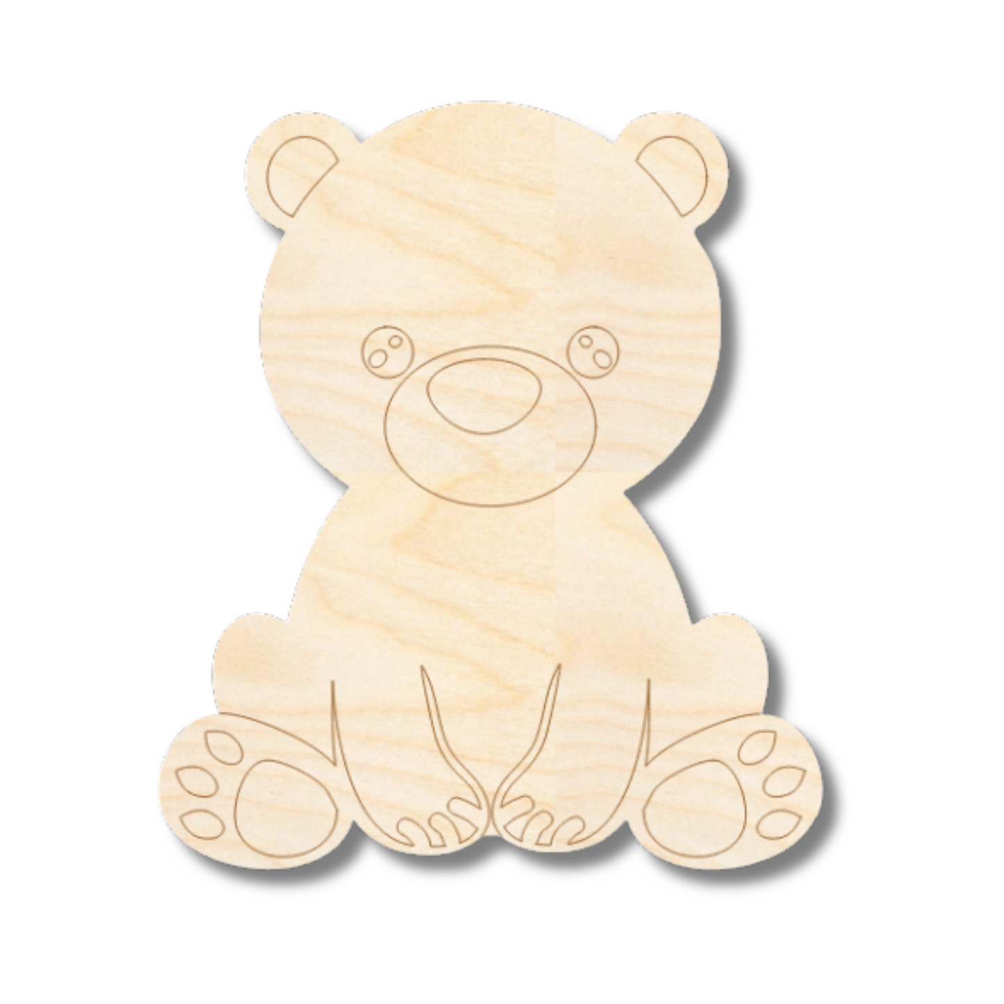 Unfinished Wood Etched Bear Shape | Paint By Line Crafts | up to 30" DIY