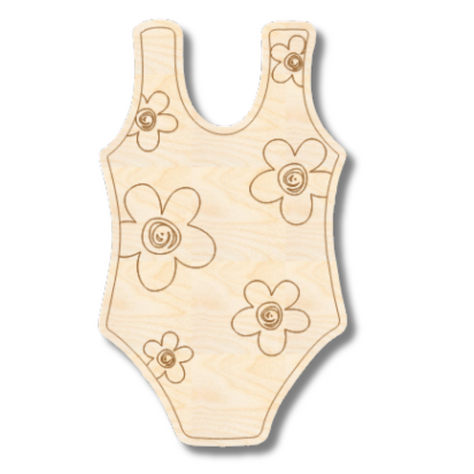 Unfinished Wood Etched Bathing Suit Shape | Paint By Line Crafts | up to 30" DIY
