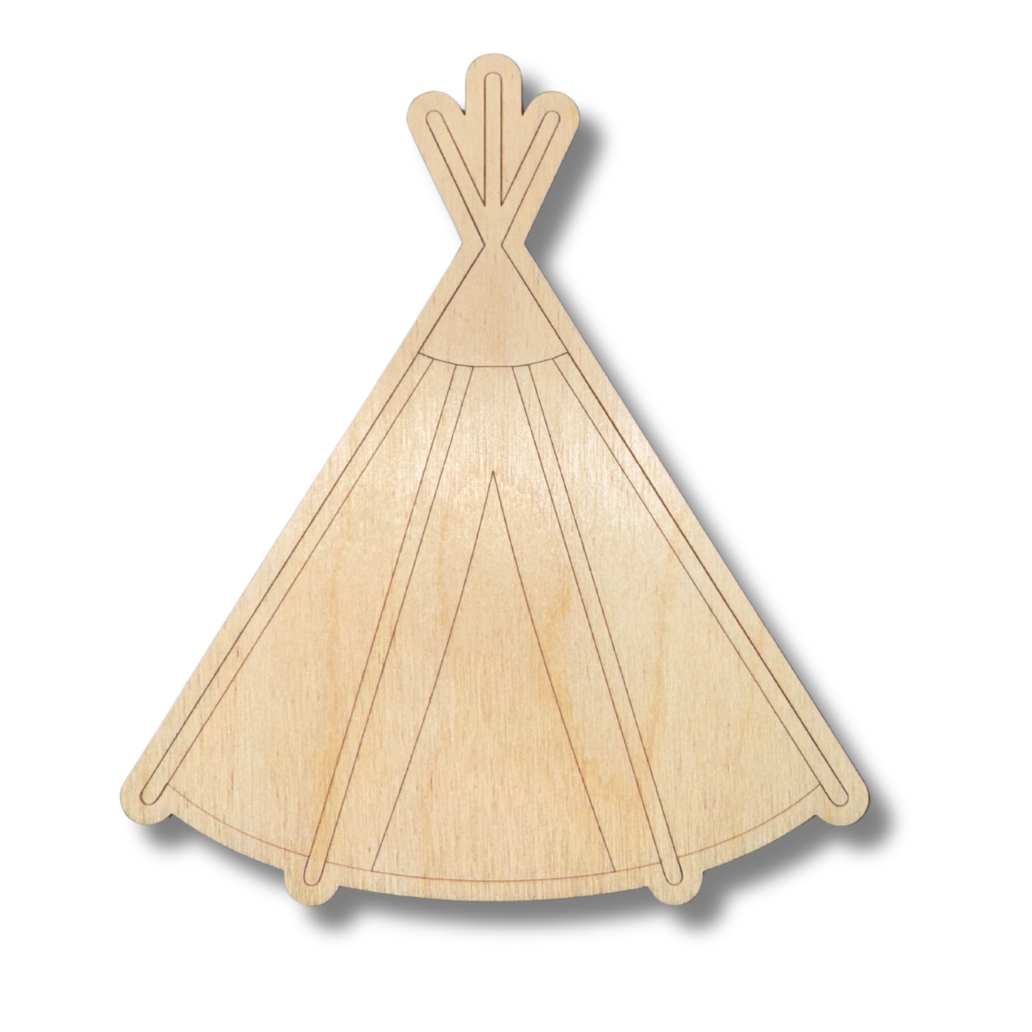 Unfinished Wood Etched Tipi Shape | Paint By Line Crafts | up to 30" DIY