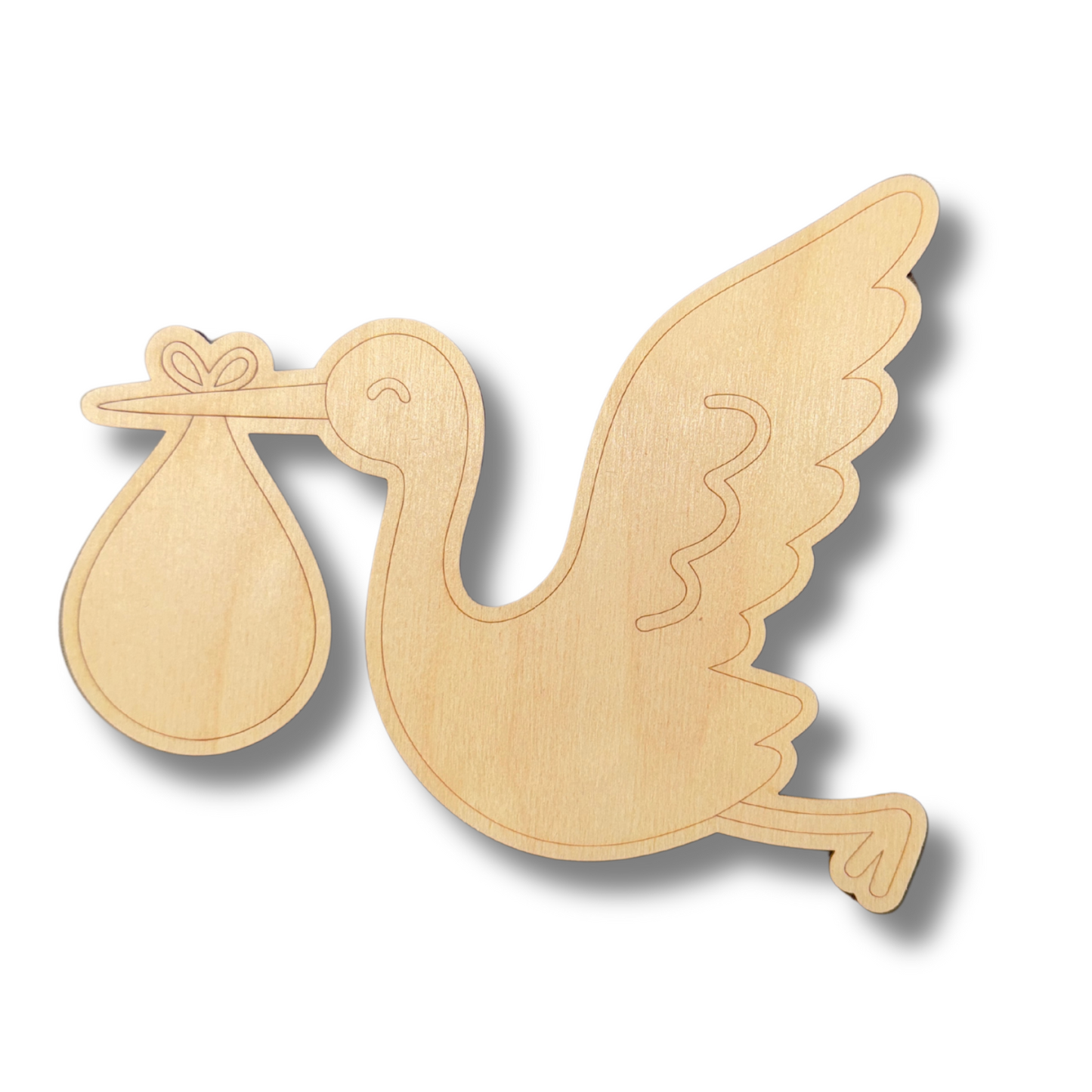 Unfinished Wood Etched Flying Stork Shape | Paint By Line Crafts | up to 30" DIY