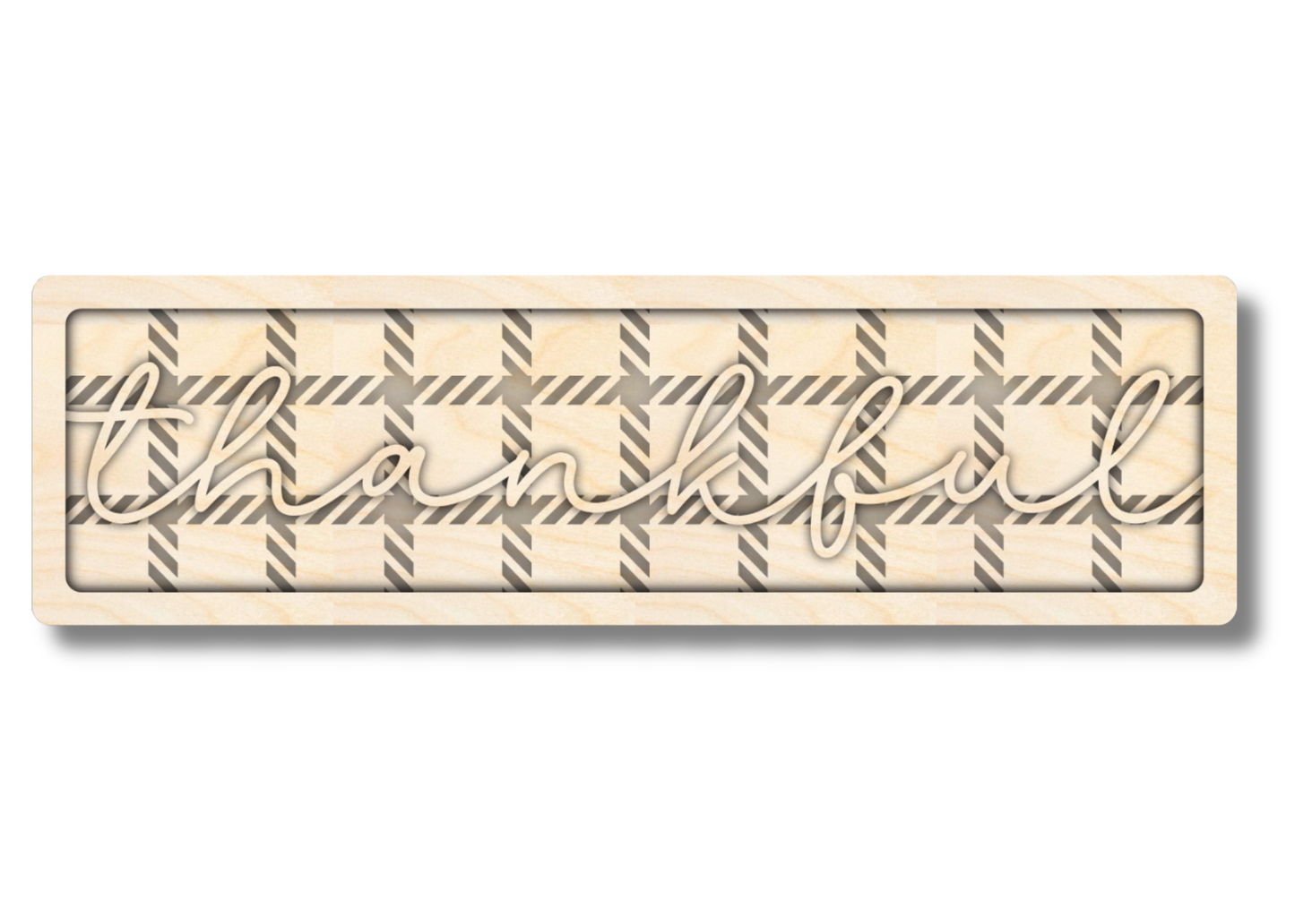 Unfinished Wood Layered Thankful Plaid Sign | 4 Layers | up to 46"