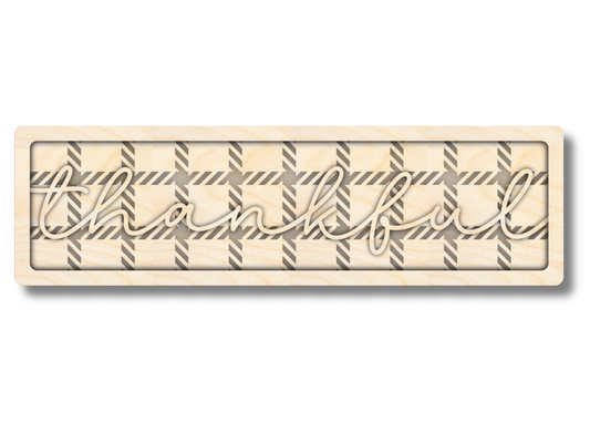 Unfinished Wood Layered Thankful Plaid Sign | 4 Layers | up to 46"