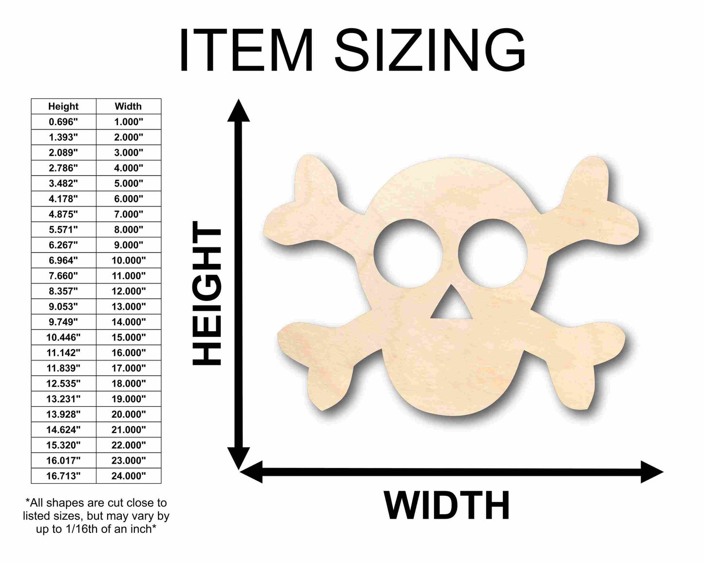 Unfinished Wood Skull Silhouette - Craft- up to 46" DIY