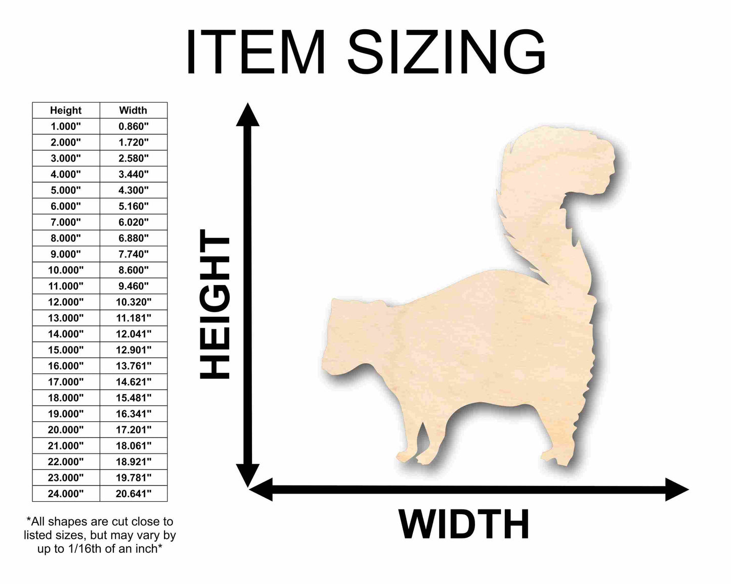 Unfinished Wood Skunk Silhouette - Craft- up to 46" DIY