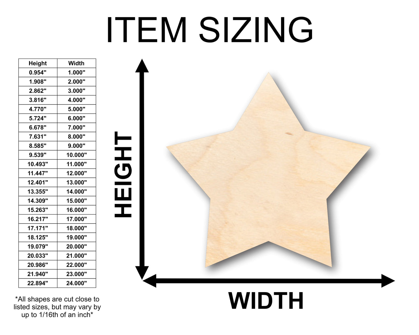 Unfinished Wood Large Fat Star Shape - Craft - up to 46" DIY