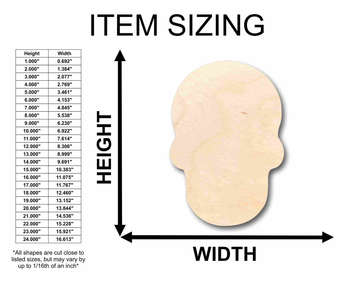 Unfinished Wood Sugar Skull Silhouette - Craft- up to 46" DIY