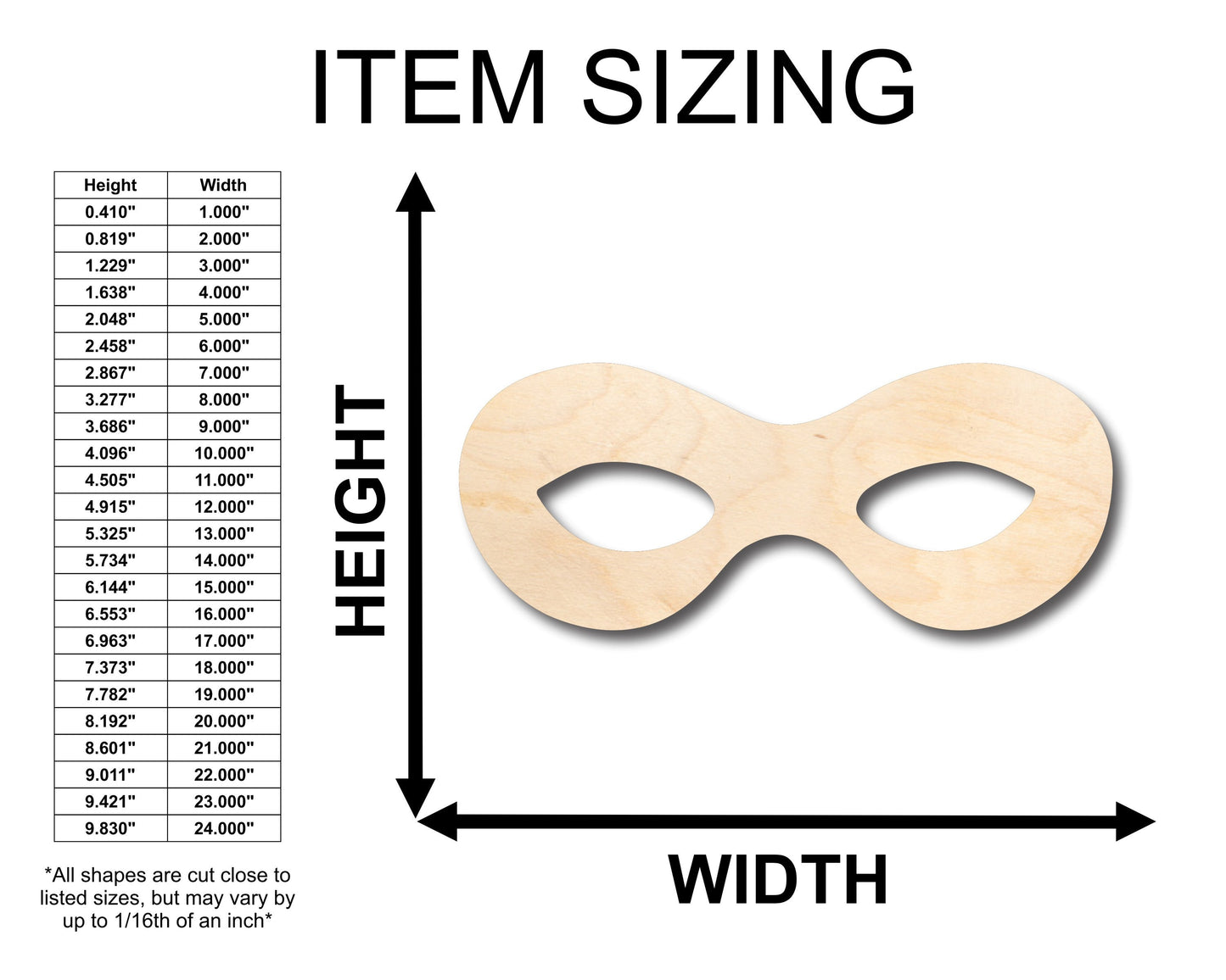 Unfinished Wood Super Hero Mask Shape - Craft - up to 46" DIY