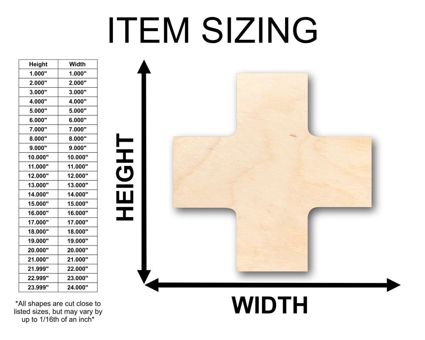 Unfinished Wood Swiss Cross Shape - Craft - up to 46" DIY