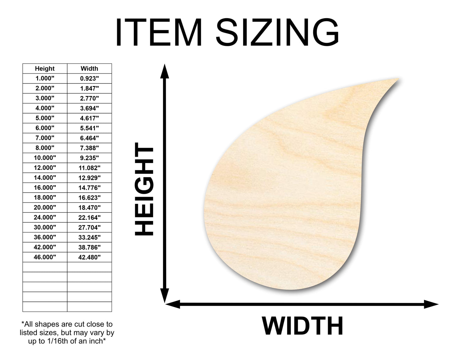 Unfinished Wood Rain Drop Silhouette - Weather Craft - up to 46" DIY