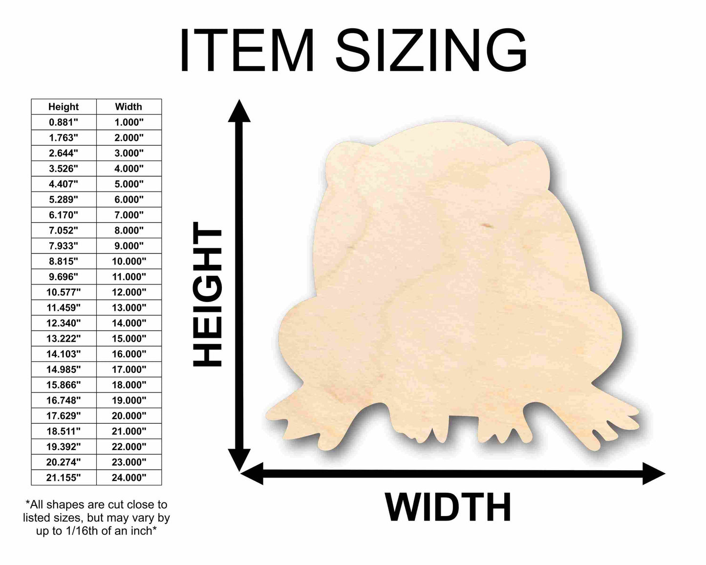 Unfinished Wood Toad Silhouette - Craft- up to 46" DIY