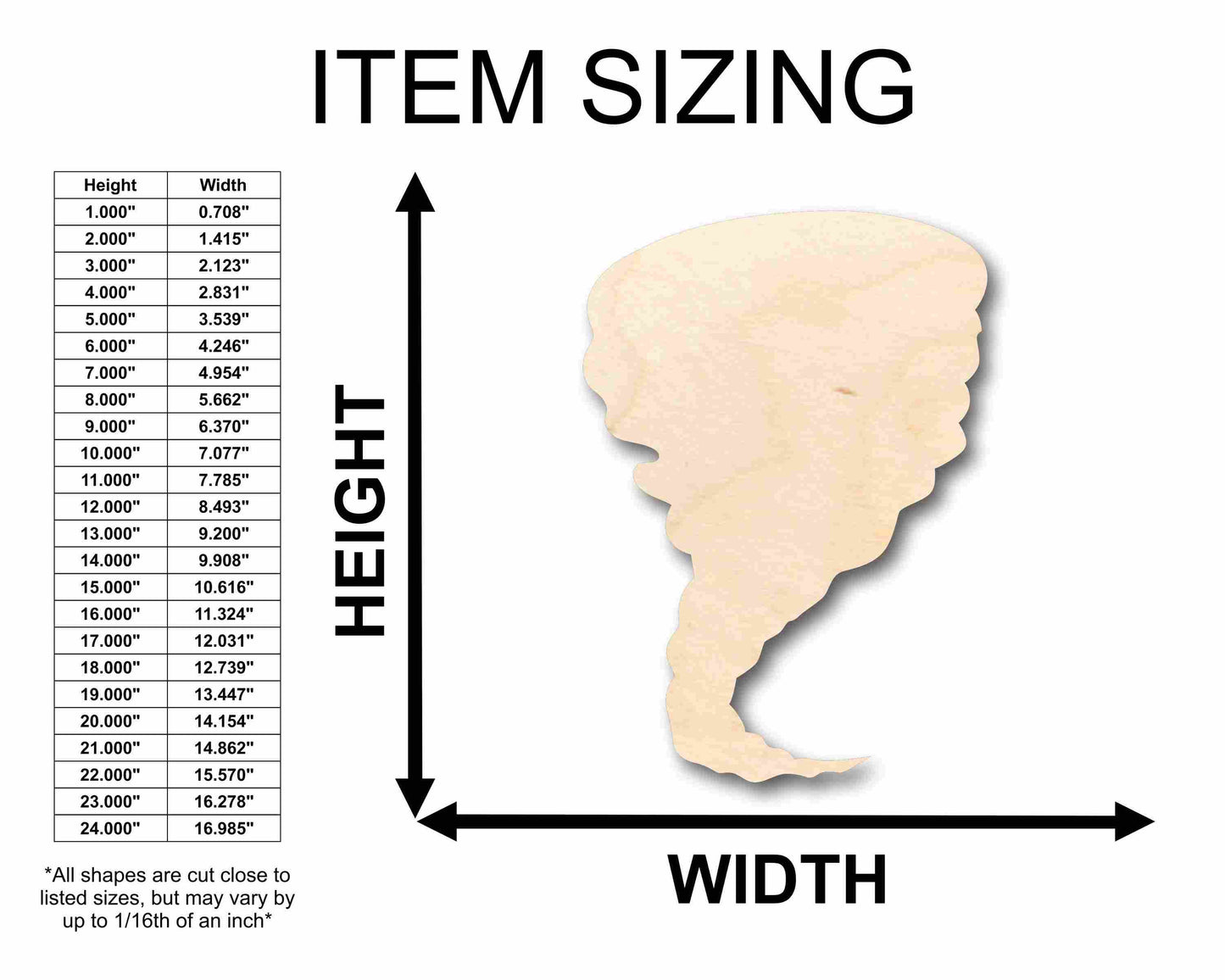 Unfinished Wood Tornado Silhouette - Craft- up to 46" DIY