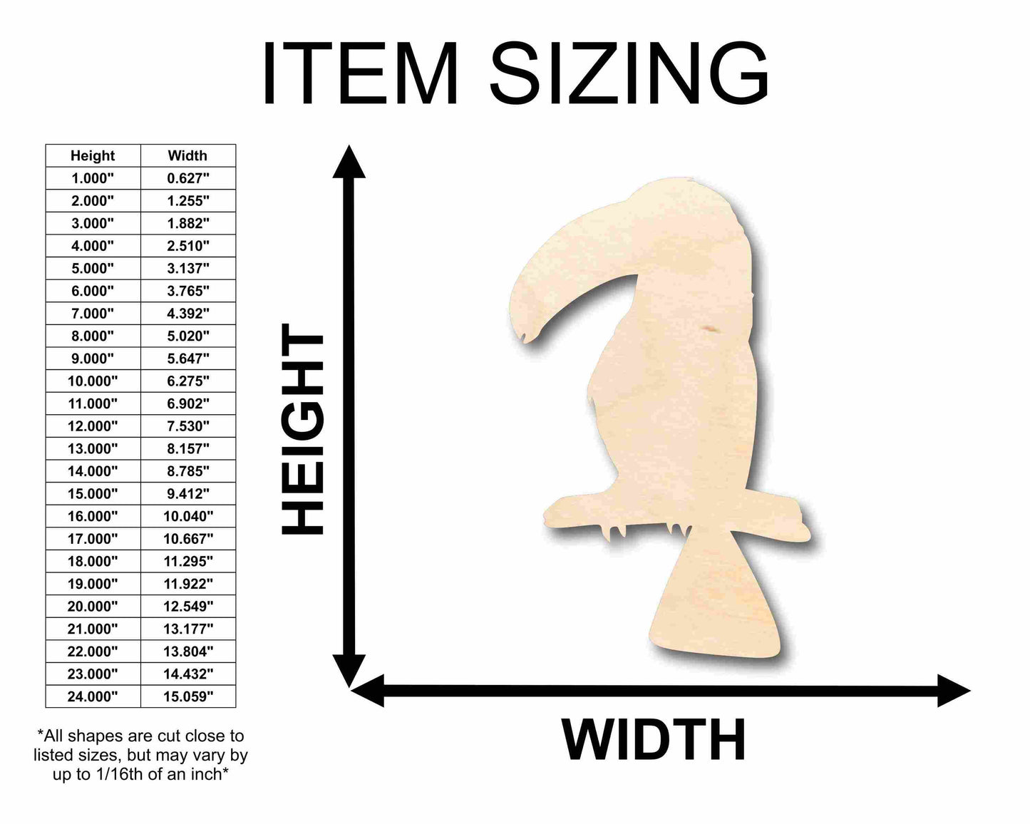 Unfinished Wood Toucan Bird Jungle Silhouette - Craft- up to 46" DIY