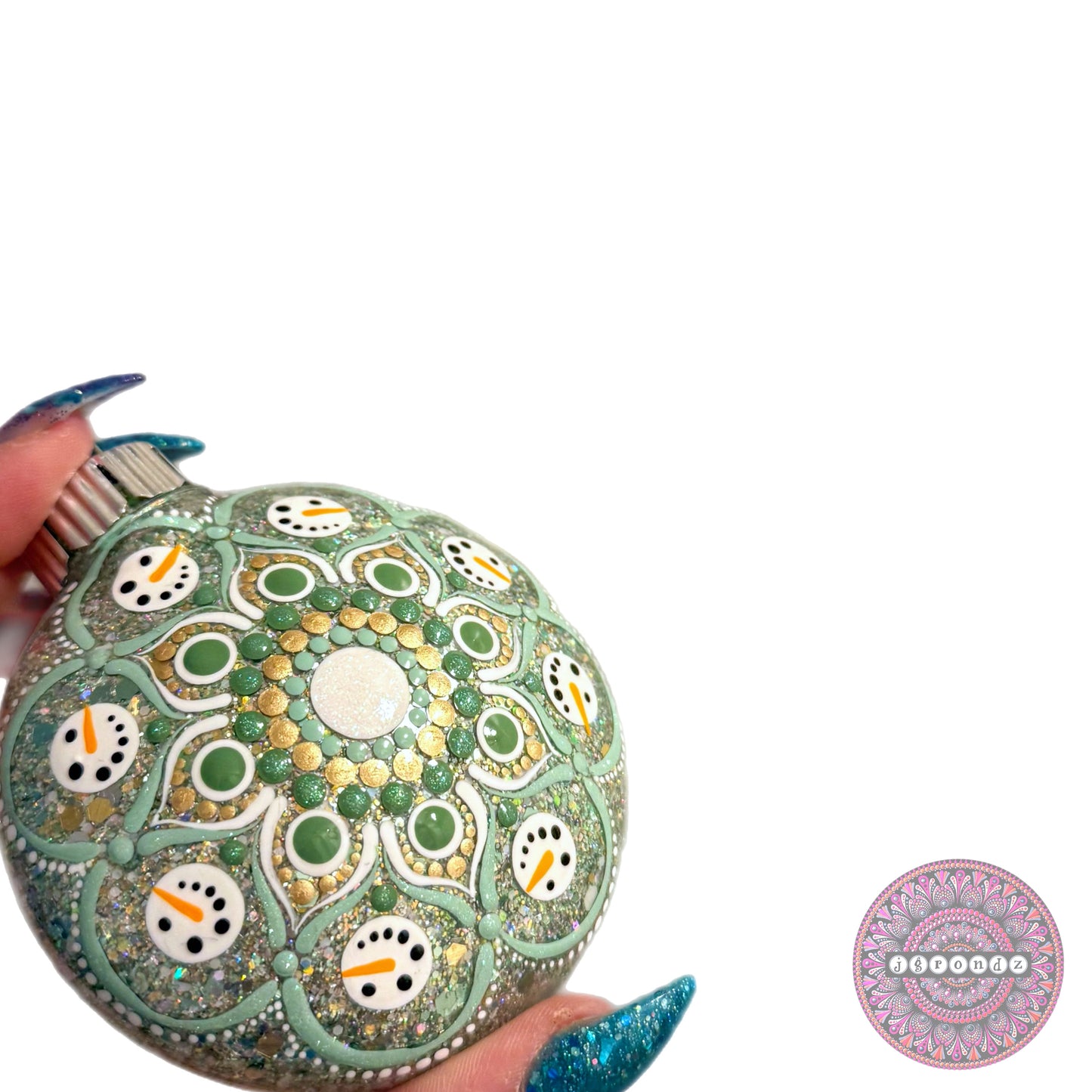 3” Snowman Mandala Glitter Ornament
