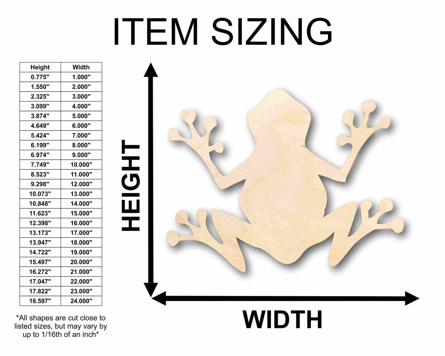 Unfinished Wood Tree Frog Silhouette - Craft- up to 46" DIY