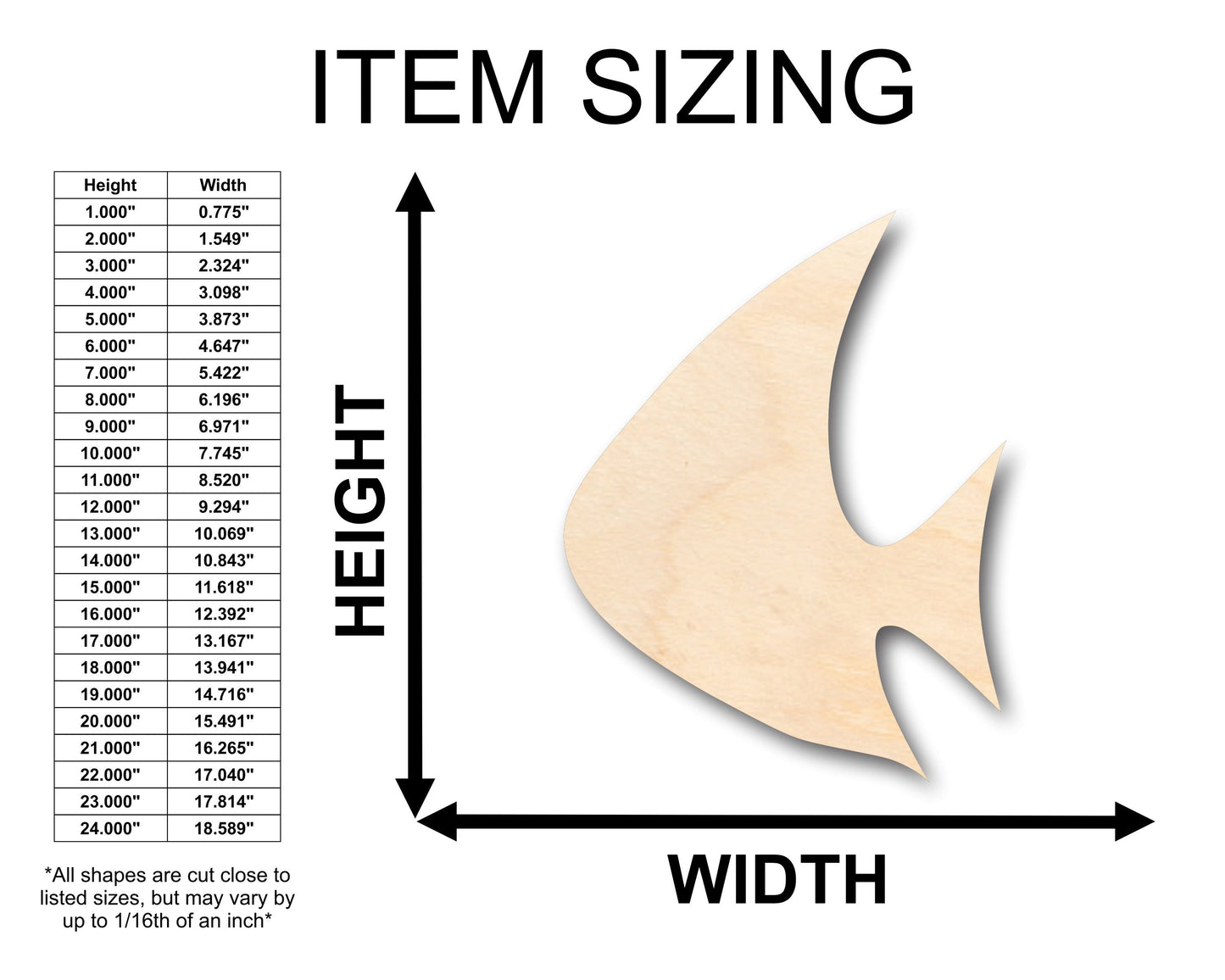 Unfinished Wood Tropical Fish Shape - Craft - up to 46" DIY