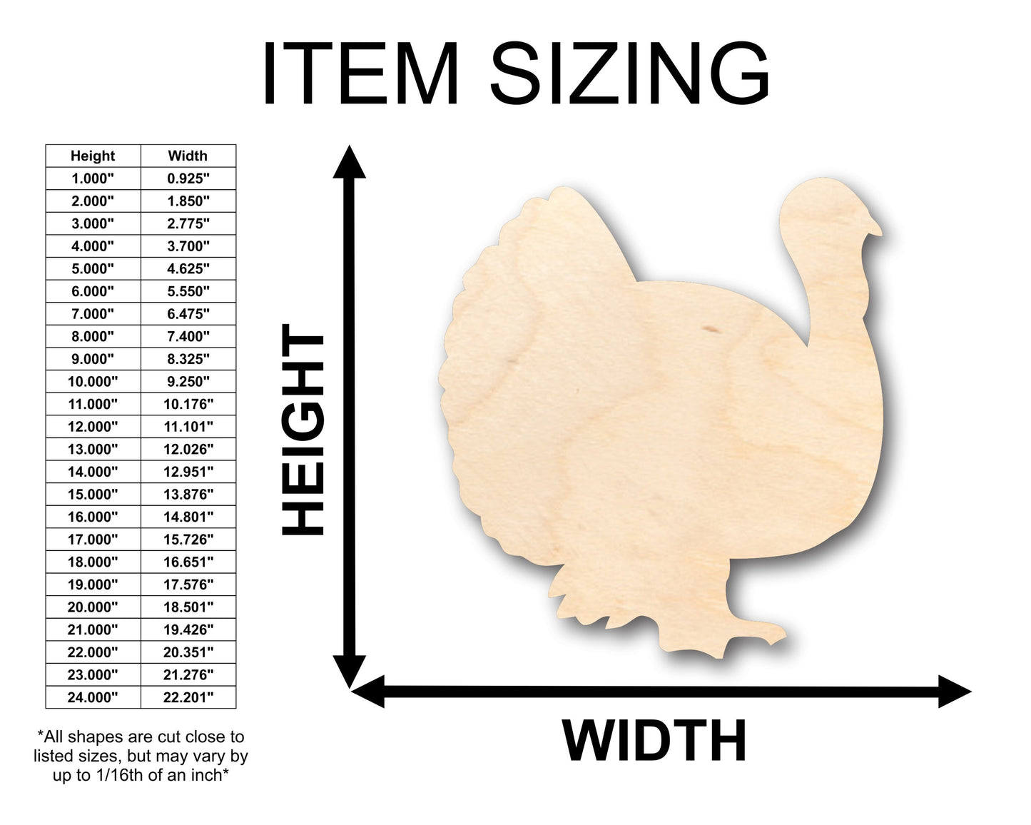 Unfinished Wood Turkey Shape - Craft - up to 46" DIY