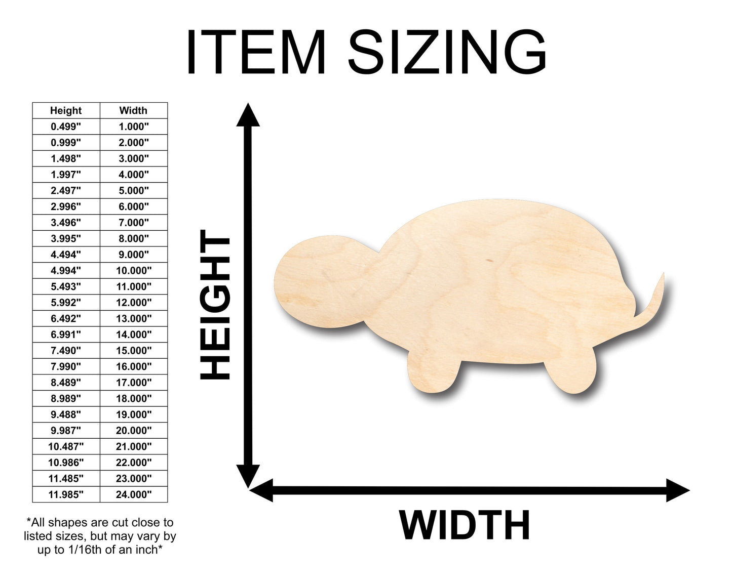 Unfinished Wood Cute Turtle Shape - Craft - up to 46" DIY