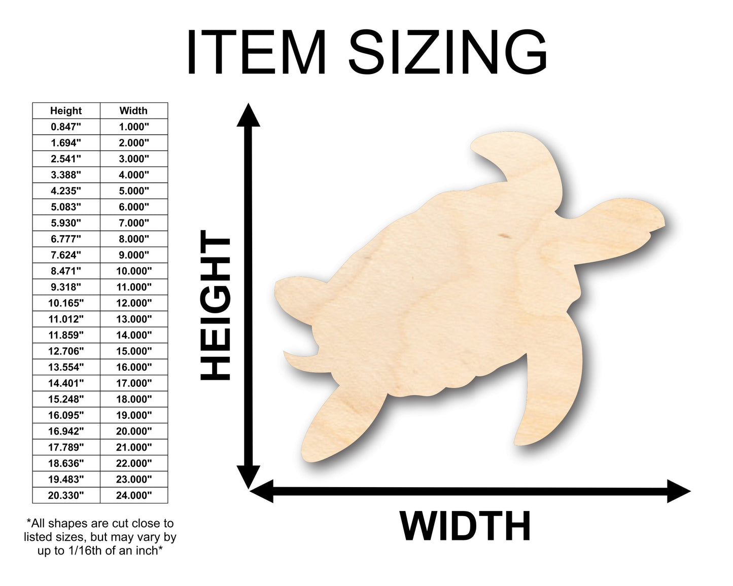 Unfinished Wood Turtle Shape - Craft - up to 46" DIY