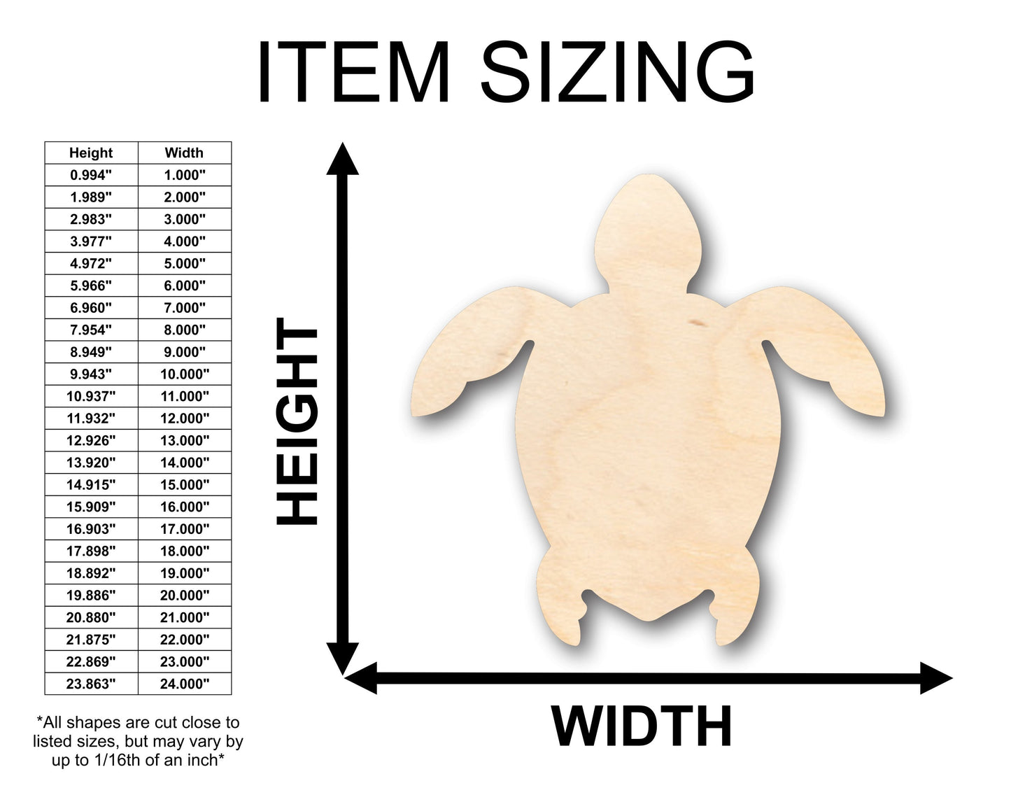 Unfinished Wood Turtle Shape - Craft - up to 46" DIY