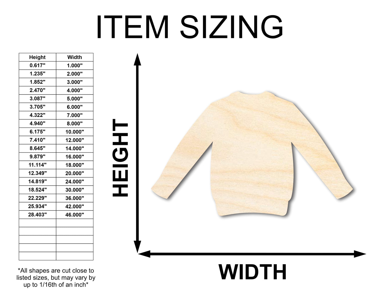 Unfinished Wood Sweater Shape - Clothing Craft - up to 46" DIY