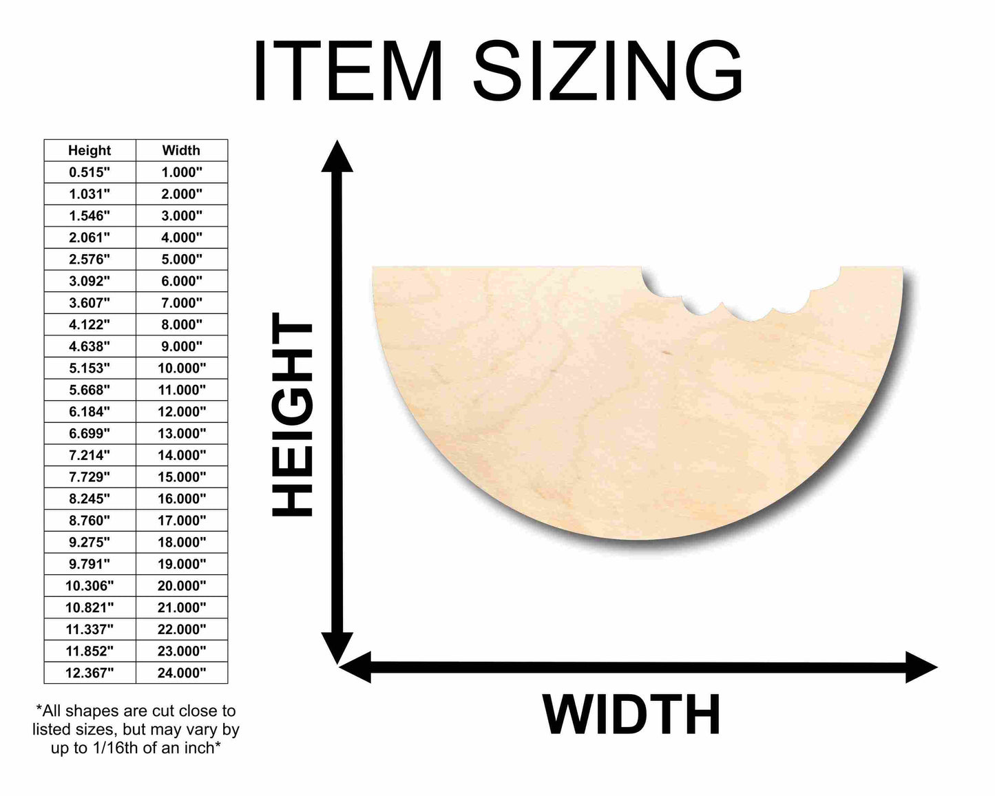 Unfinished Wood Watermelon Slice with Bite Silhouette - Craft- up to 46" DIY