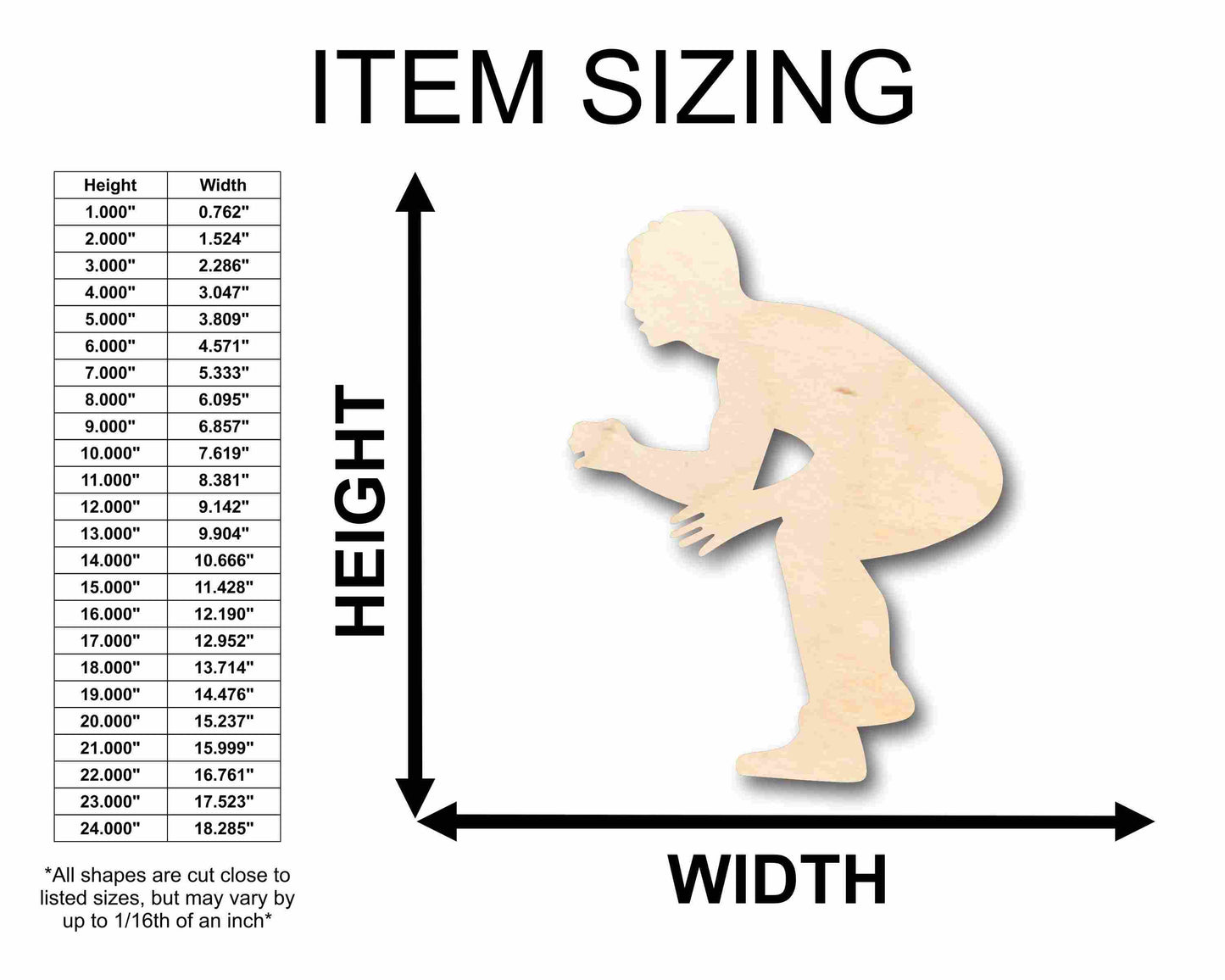 Unfinished Wood Wrestler Silhouette - Craft- up to 46" DIY