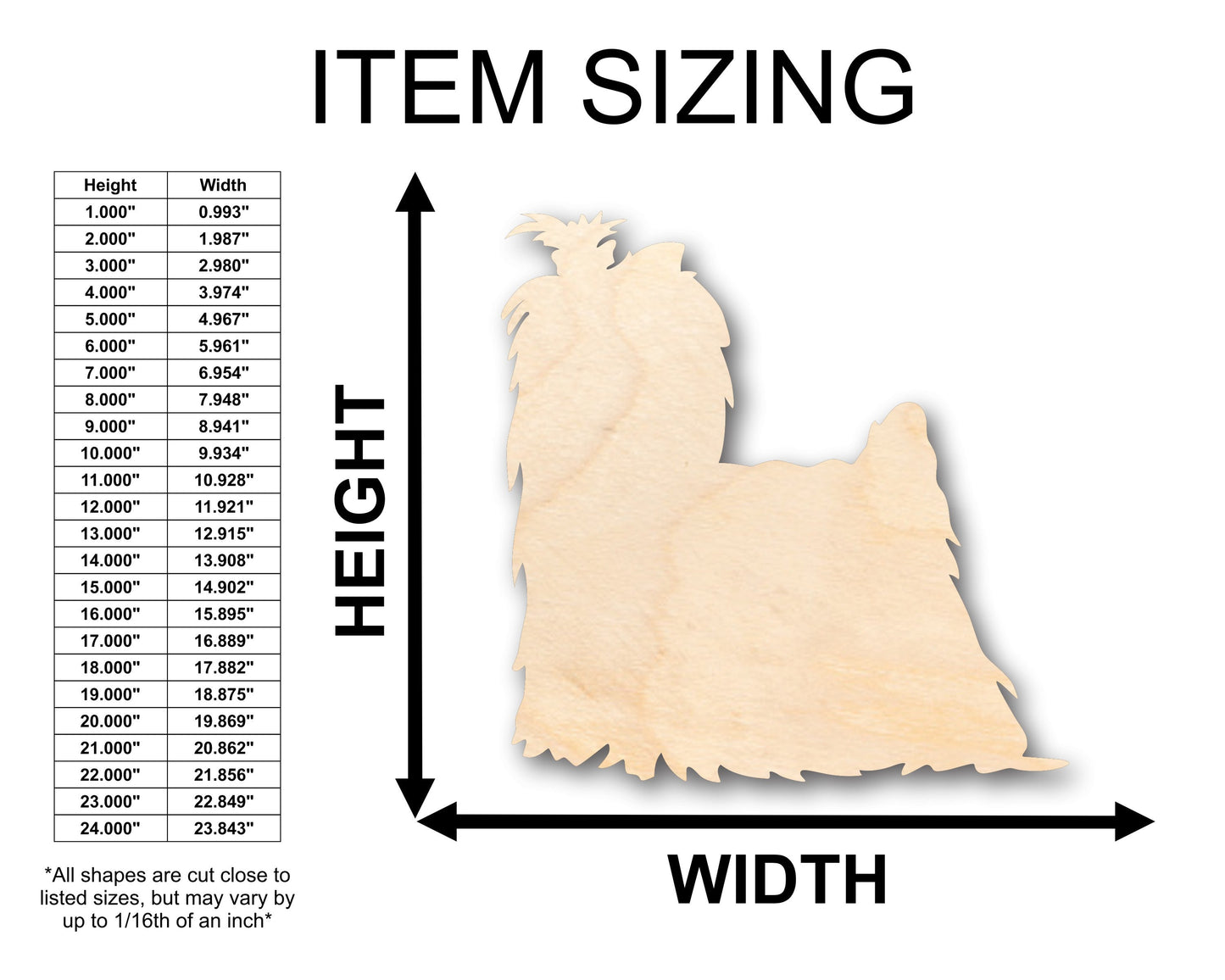 Unfinished Wood Yorkie Shape - Craft - up to 46" DIY