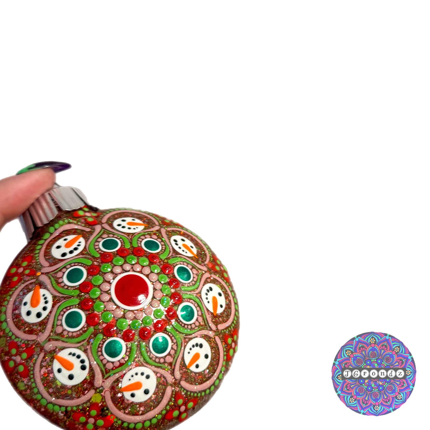 3” Snowman Mandala Glitter Ornament