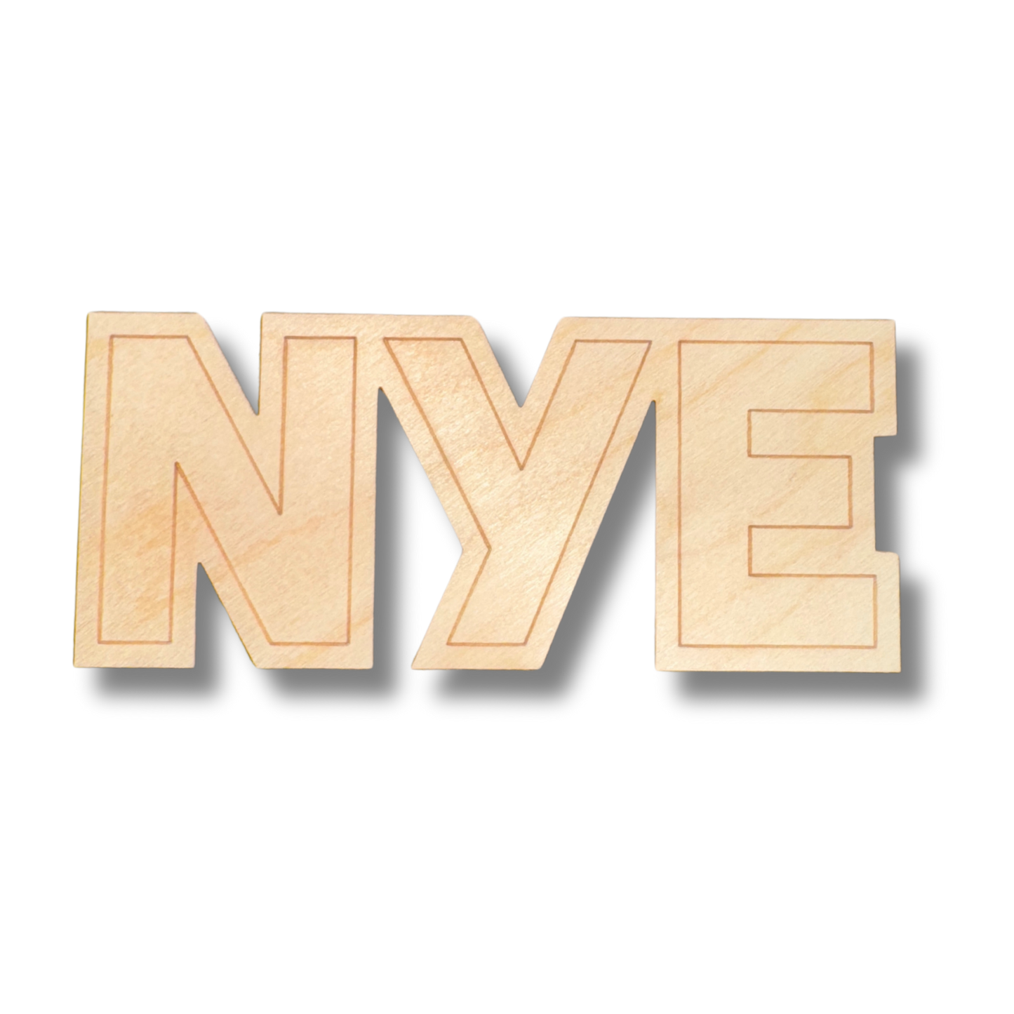 Unfinished Wood Etched NYE Shape | Paint By Line Crafts | up to 30" DIY