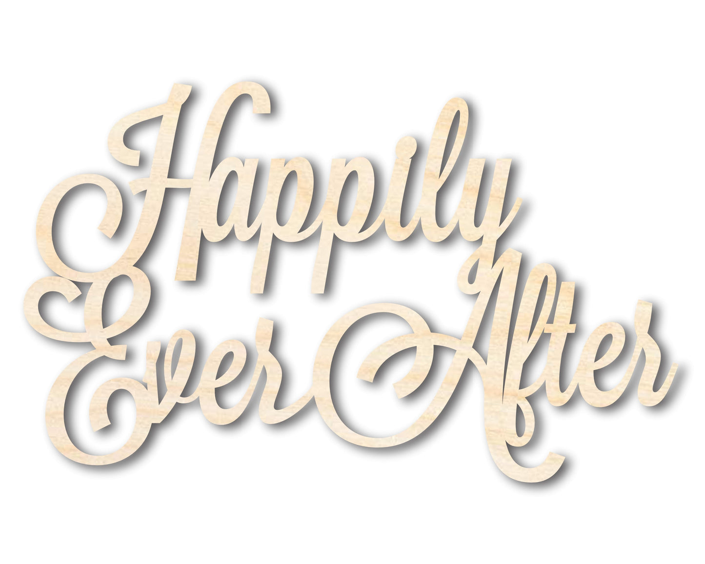 Unfinished Wood Happily Ever After Shape - DIY Wedding Craft - up to 46"