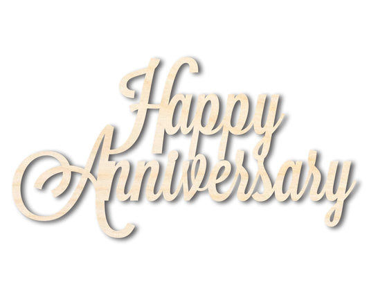 Unfinished Wood Happy Anniversary Shape - Word Anniversary Craft - up to 46"