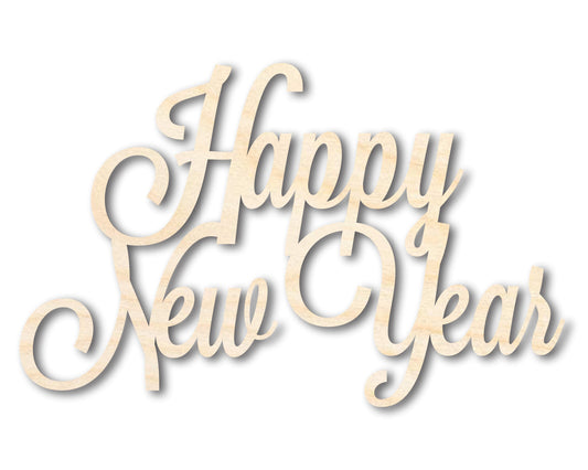 Unfinished Wood Happy New Years Shape - Word Craft - up to 46"