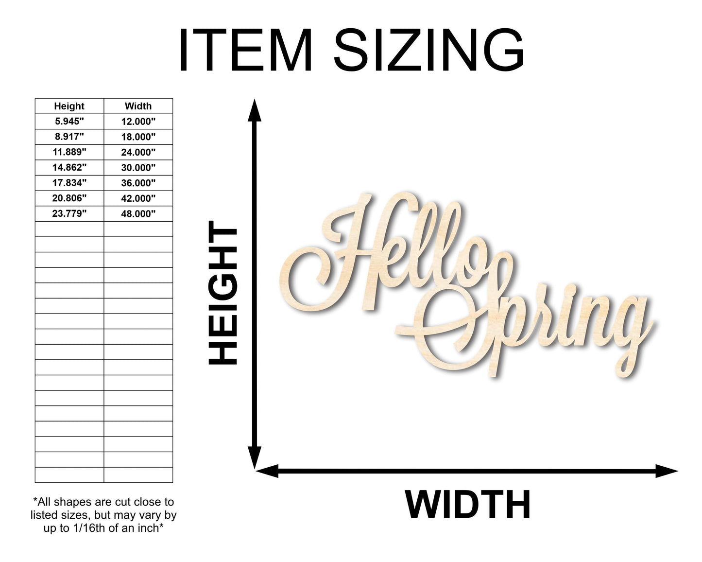 Unfinished Wood Hello Spring Shape - Word Craft - up to 46"