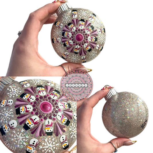 3” Snowman Mandala Glitter Ornament