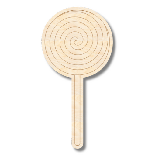 Unfinished Wood Etched Swirl Lollipop Shape | Paint By Line Crafts | up to 30" DIY