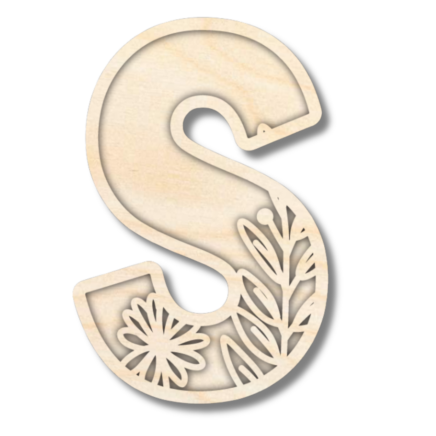 Unfinished Wood Layered Themed Letters | Wild Flowers | A-Z | 2 Piece | up to 24"