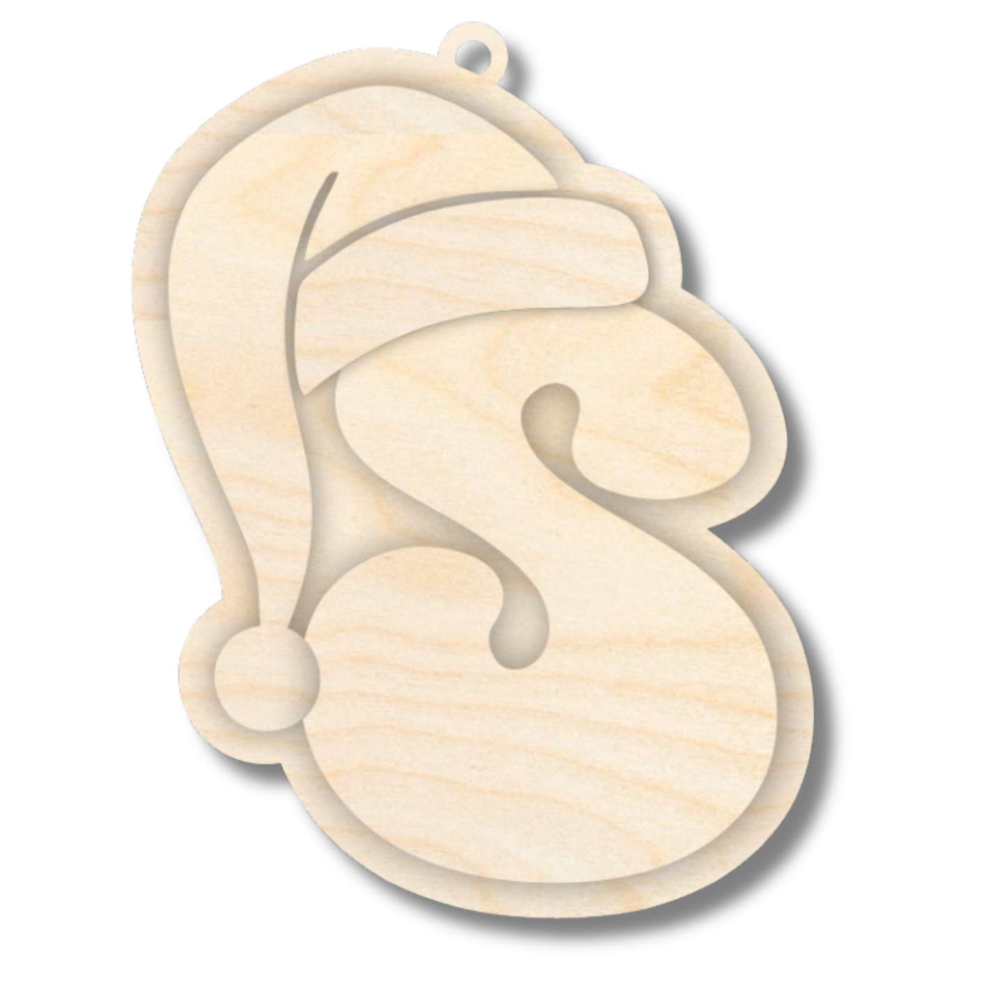 Unfinished Wood Layered Letter Santa Hat Tags | A-Z | 4 Piece | 6" Tall | 1/8" Wood | Wood Craft DIY