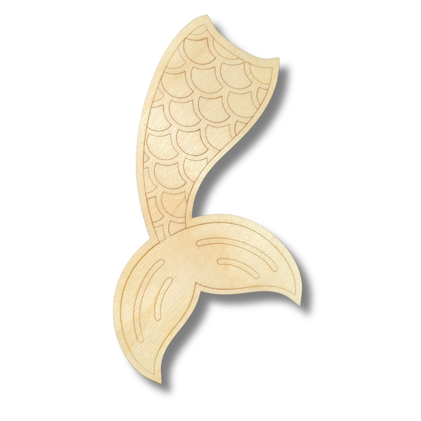 Unfinished Wood Etched Mermaid Tail Shape | Paint By Line Crafts | up to 30" DIY