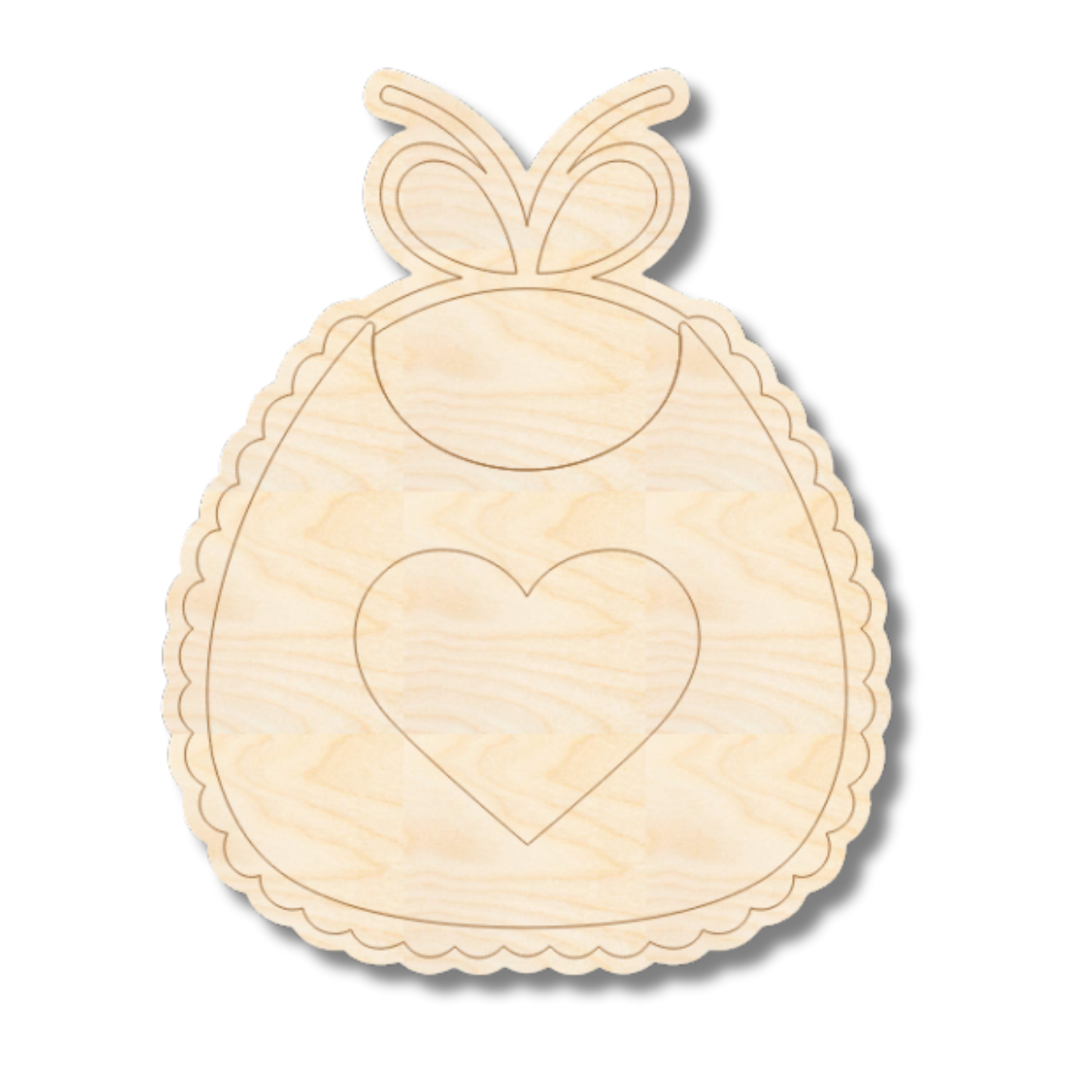 Unfinished Wood Etched Heart Bib Shape | Paint By Line Crafts | up to 30" DIY