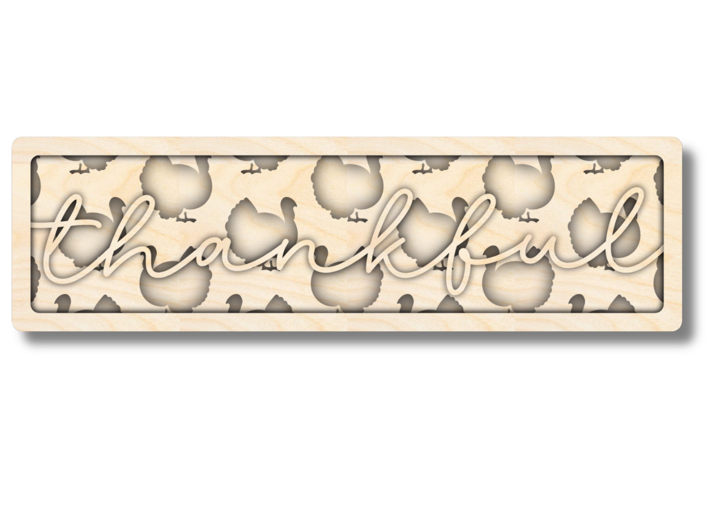 Unfinished Wood Layered Thankful Turkey Sign | 4 Layers | up to 46"