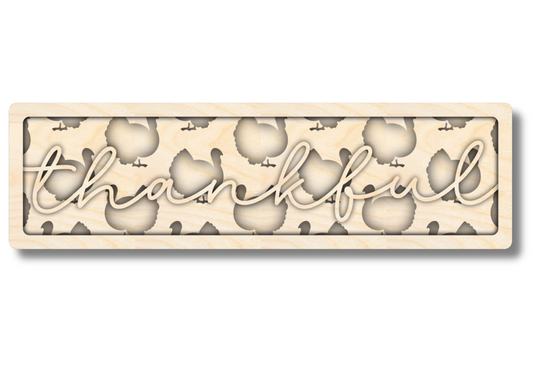 Unfinished Wood Layered Thankful Turkey Sign | 4 Layers | up to 46"