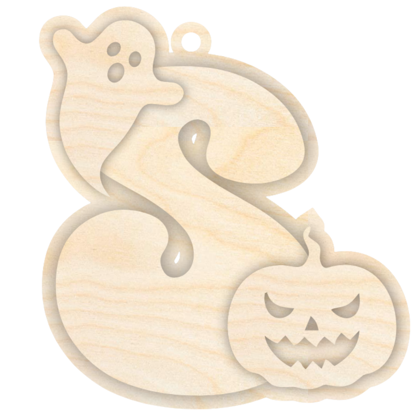 Unfinished Wood Layered Letter Halloween Ghost & Pumpkin Tags | A-Z | 4 Piece | 6" Tall | 1/8" Wood | Wood Craft DIY