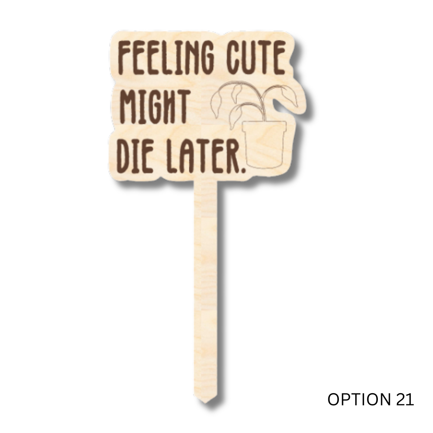 Unfinished Wood Funny Plant Stakes | 24 Options | 5" Tall | 1/8" Wood | Wood Craft Cutout