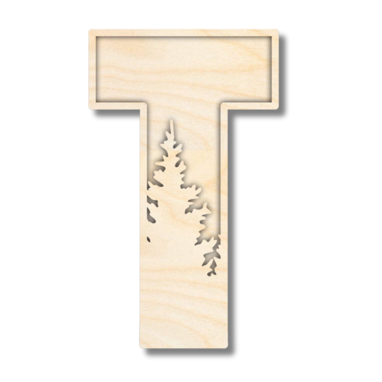 Unfinished Wood Layered Themed Letters | Pine Trees | A-Z | 2 Piece | up to 24"