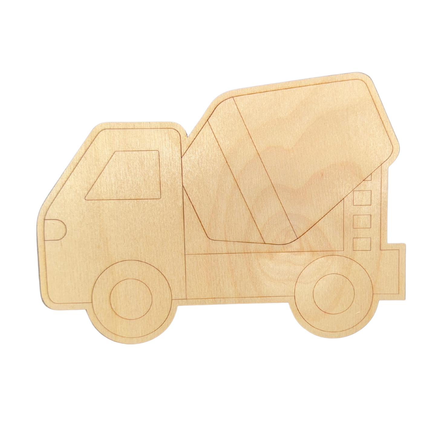 Unfinished Wood Etched Cement Truck Shape | Paint By Line Crafts | up to 30" DIY