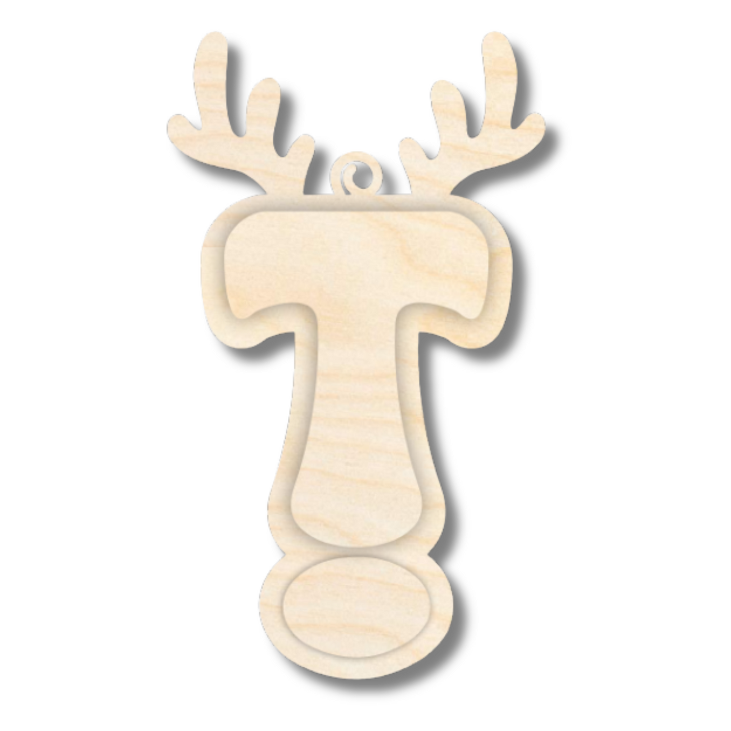 Unfinished Wood Layered Letter and Number Reindeer Ornaments | A-Z | 0-9 | 3 Piece | 6" Tall | 1/8" Wood | Wood Craft DIY