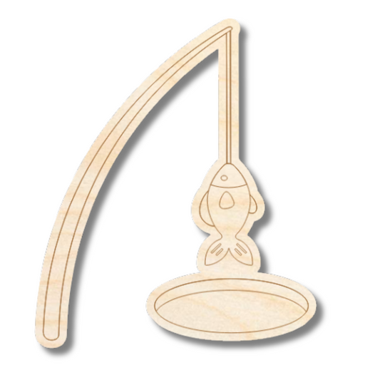 Unfinished Wood Etched Ice Fishing Shape | Paint By Line Crafts | up to 30" DIY