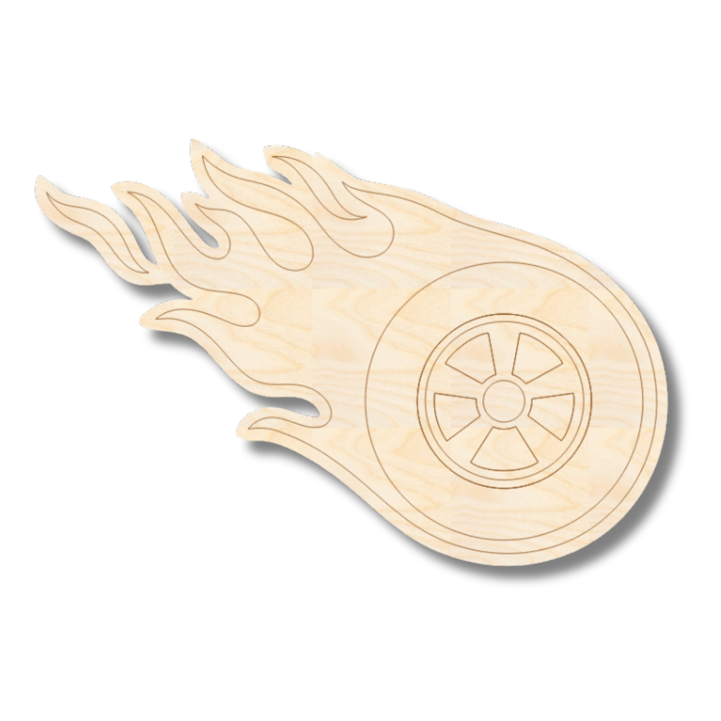 Unfinished Wood Etched Tire Flame Shape | Paint By Line Crafts | up to 30" DIY